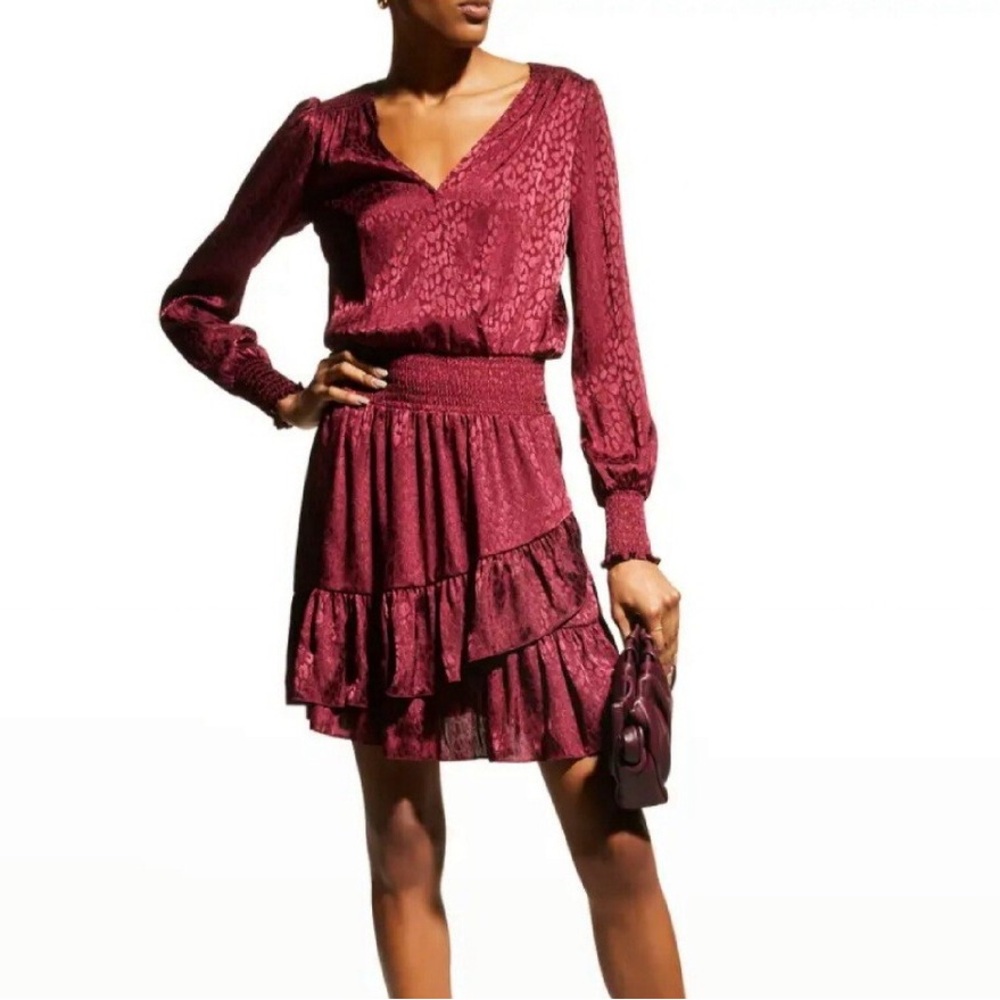 Michael Michael Kors Julia Silky Wine Red Cheetah Print Dress